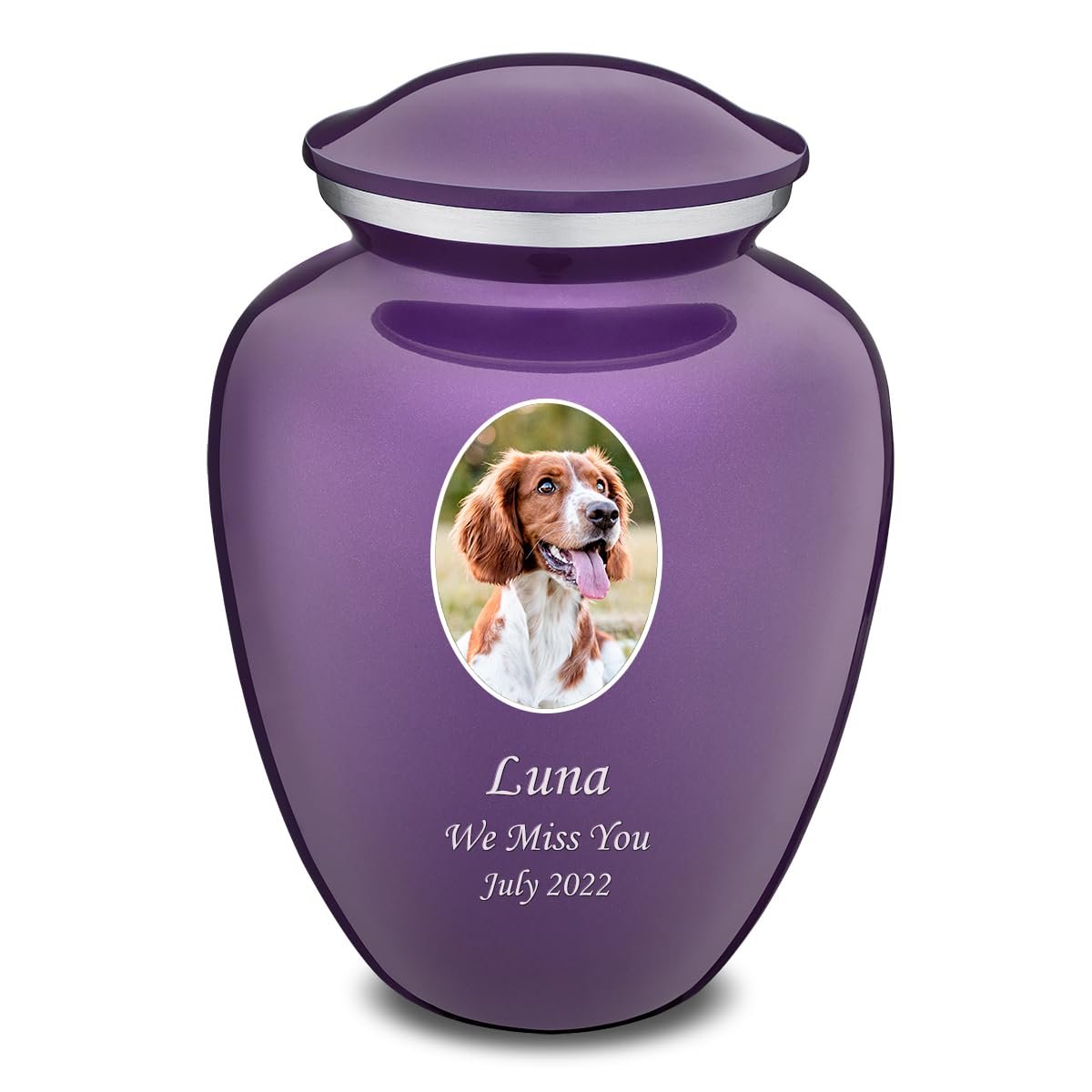 Embrace Portrait Pet Ashes Urn in Pearl Purple